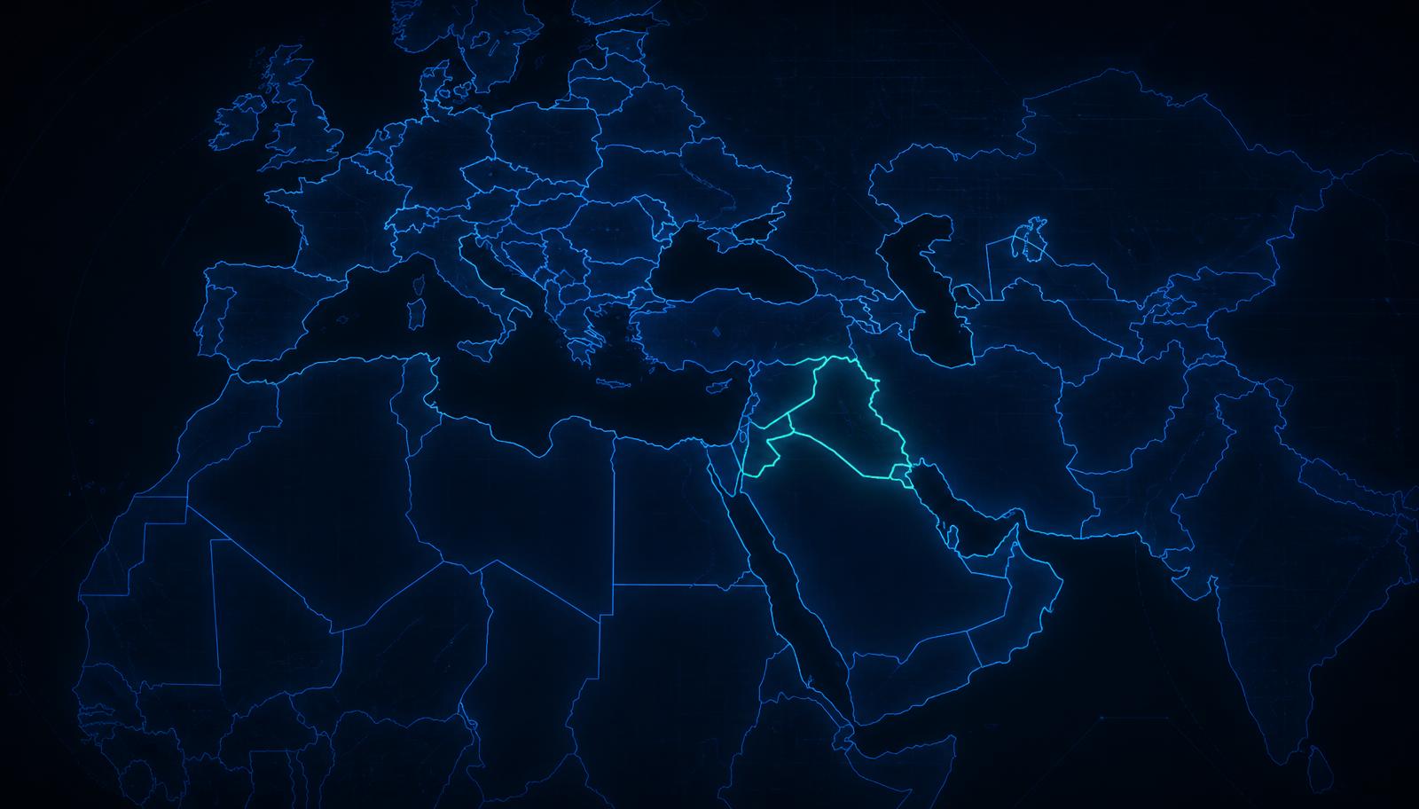 Carte stylisée mettant en évidence les territoires d'exploitation sous licence en Europe et au Moyen-Orient